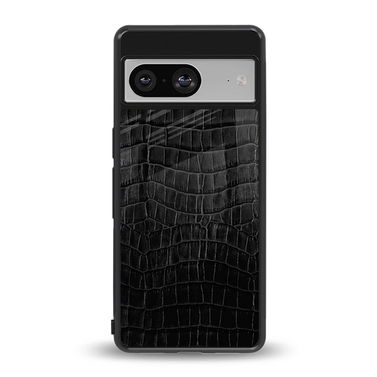 Croco Black back phone cover | glass case for google pixel 8