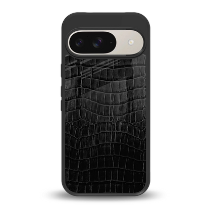 Croco Black back phone cover | glass case for google pixel 9