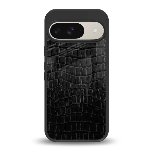 Croco Black back phone cover | glass case for google pixel 9
