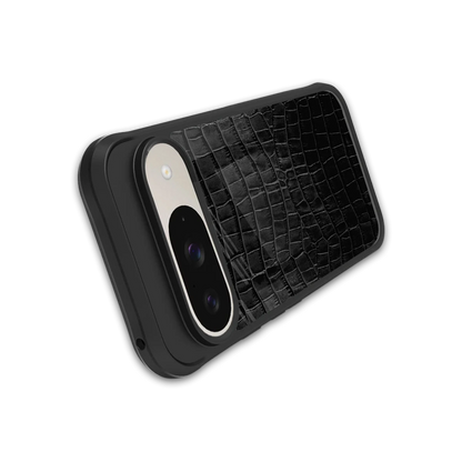 Croco Black stylish phone case for google pixel 9 | glossy glass and slim fit