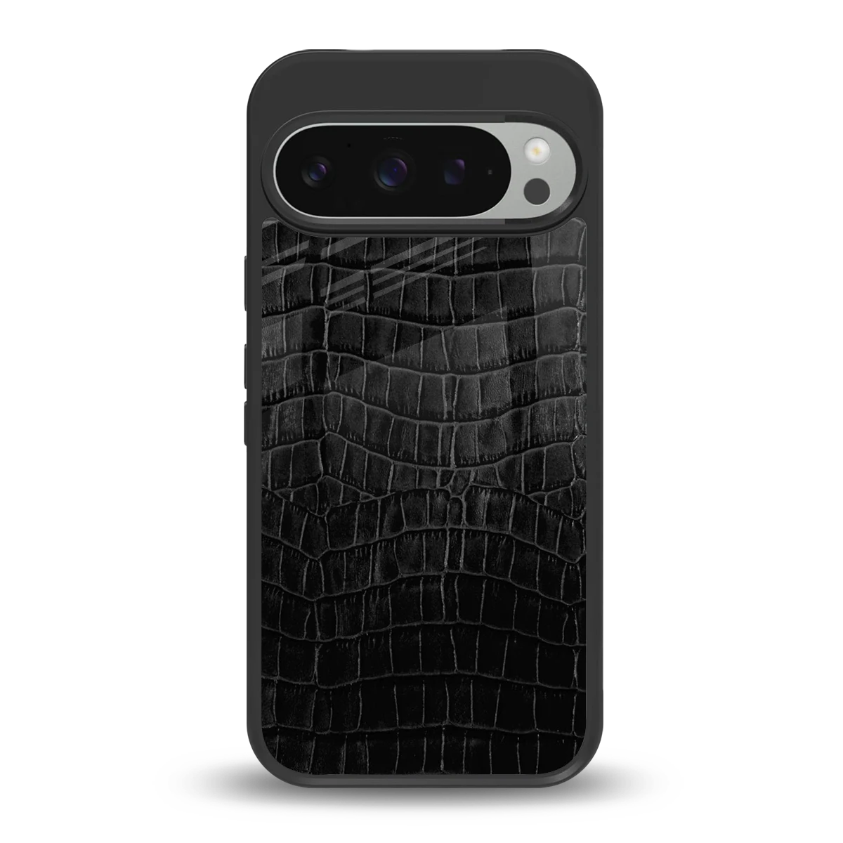 Croco Black back phone cover | glass case for google pixel 9 pro xl