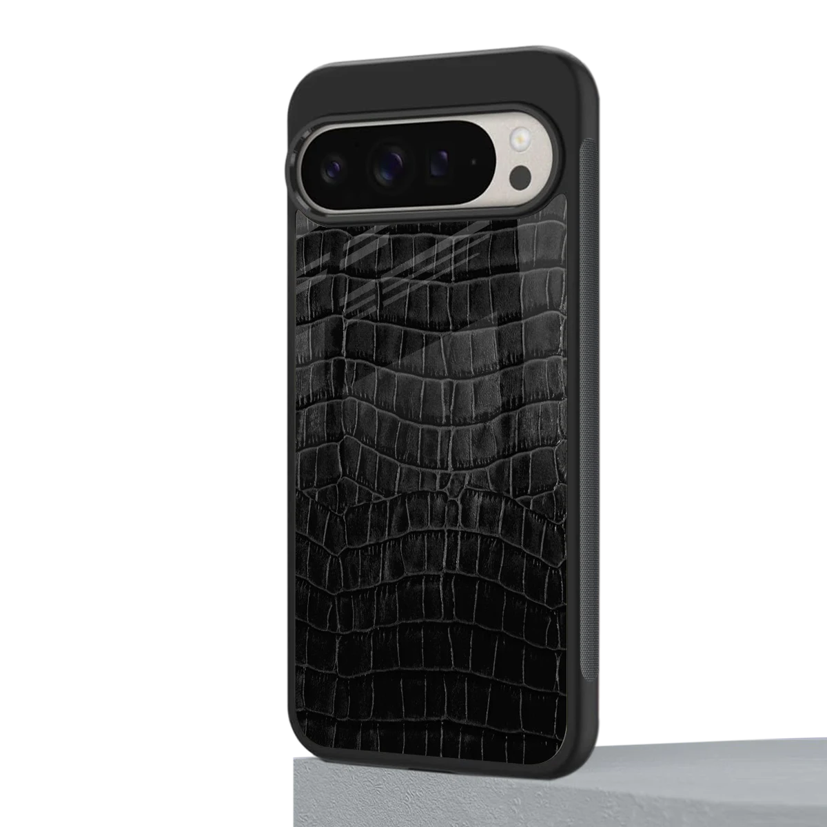 Croco Black google pixel 9 pro mobile cover | shockproof glass phone case