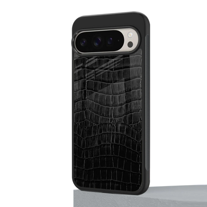 Croco Black google pixel 9 pro mobile cover | shockproof glass phone case