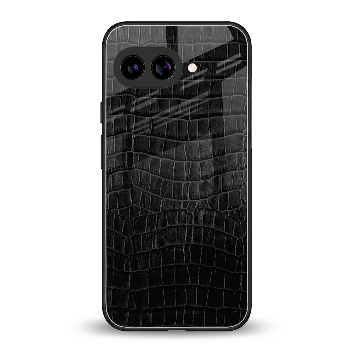 Croco Black back phone cover | glass case for google pixel 10a