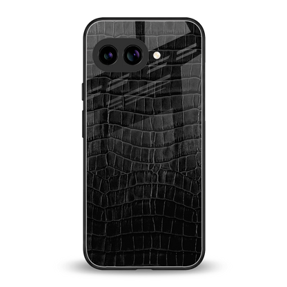 Croco Black back phone cover | glass case for google pixel 10a