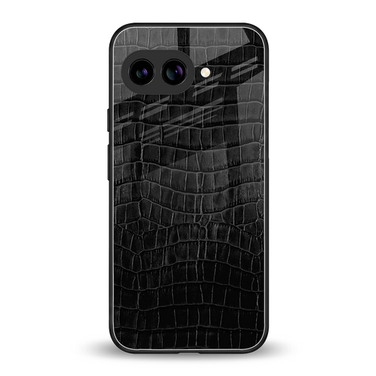 Croco Black back phone cover | glass case for google pixel 10a