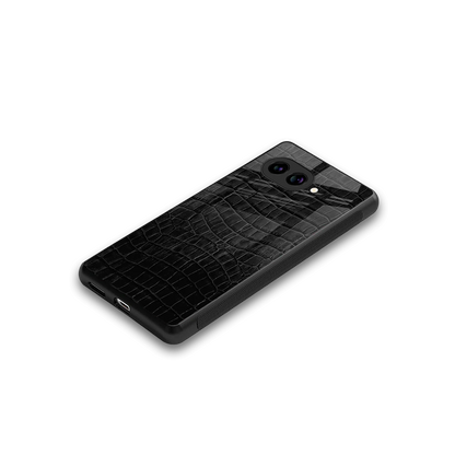Croco Black stylish phone case for google pixel 10a | glossy glass and slim fit