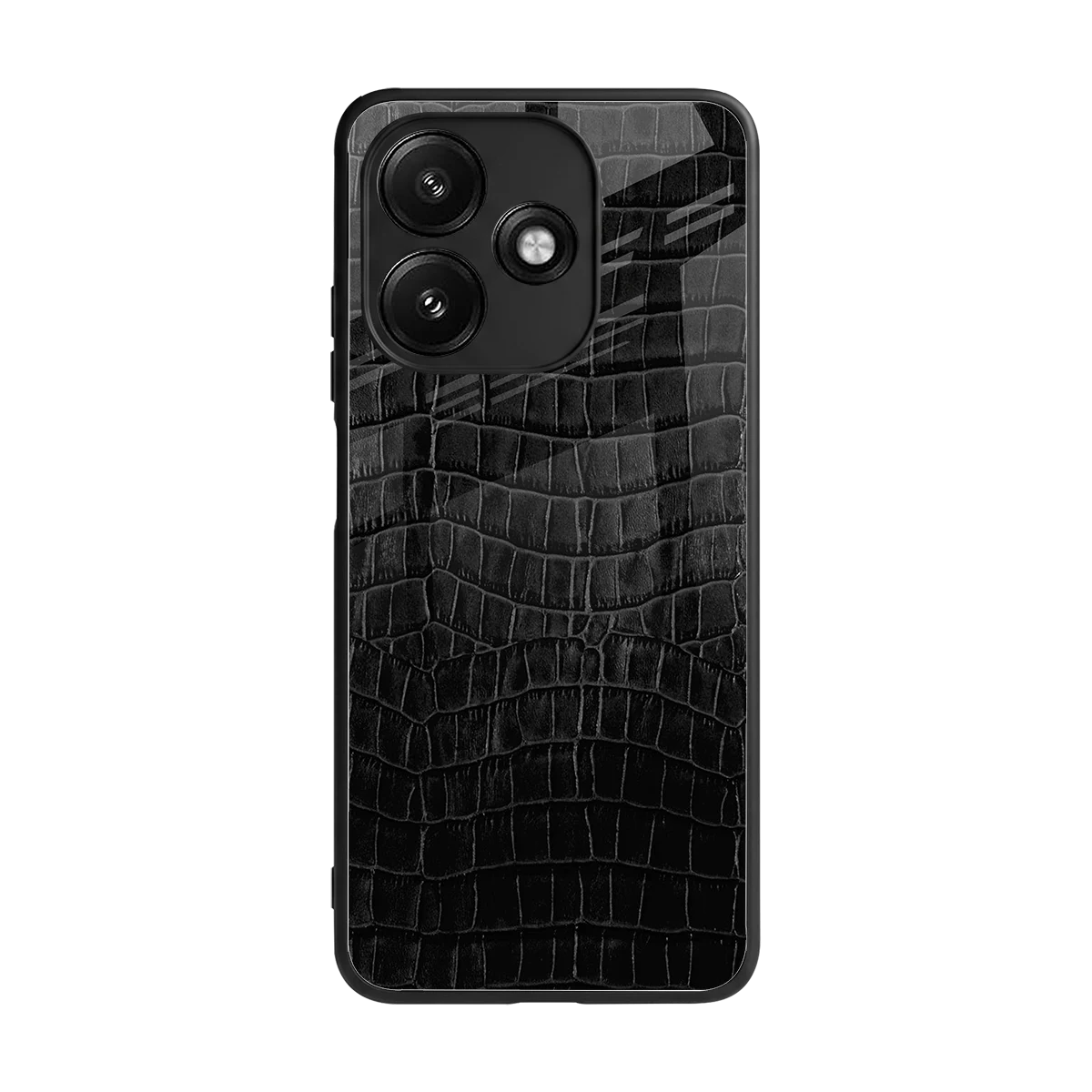 Croco Black back phone cover | glass case for redmi 12 5g