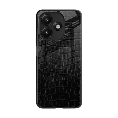 Croco Black back phone cover | glass case for redmi 12 5g