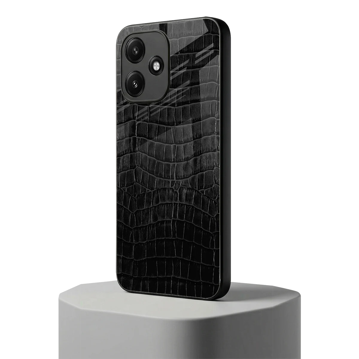 Croco Black redmi 12 5g mobile cover | shockproof glass phone case