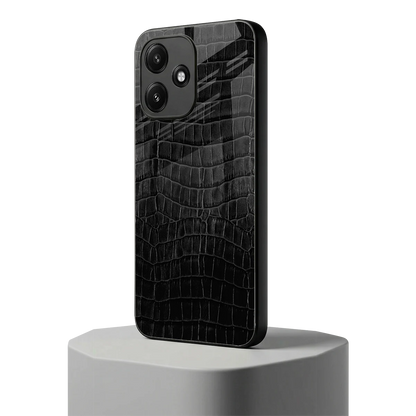 Croco Black redmi 12 5g mobile cover | shockproof glass phone case