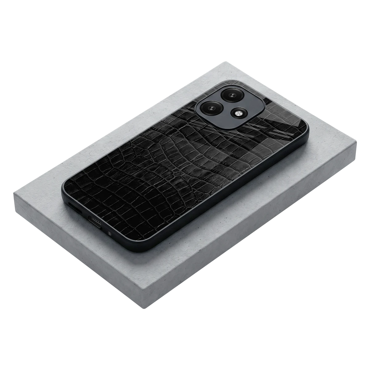 Croco Black stylish phone case for redmi 12 5g | glossy glass and slim fit