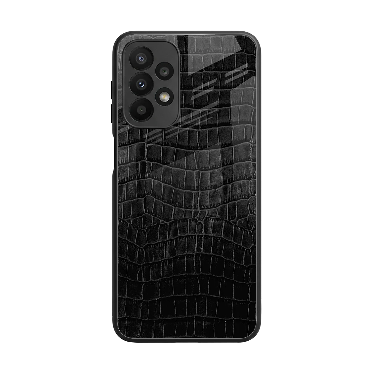 Croco Black back phone cover | glass case for samsung galaxy a23
