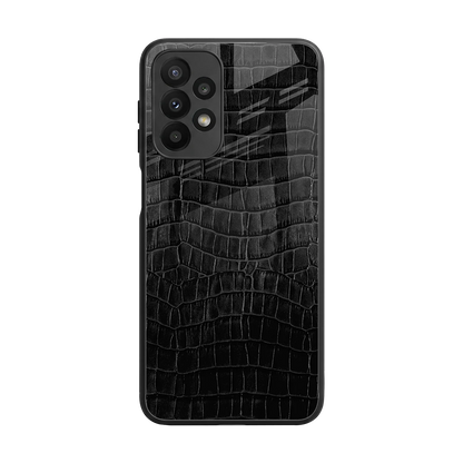 Croco Black back phone cover | glass case for samsung galaxy a23
