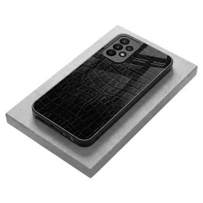 Croco Black stylish phone case for samsung galaxy a23 | glossy glass and slim fit