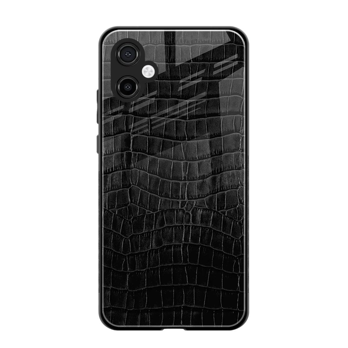 Croco Black back phone cover | glass case for samsung galaxy a06 5g