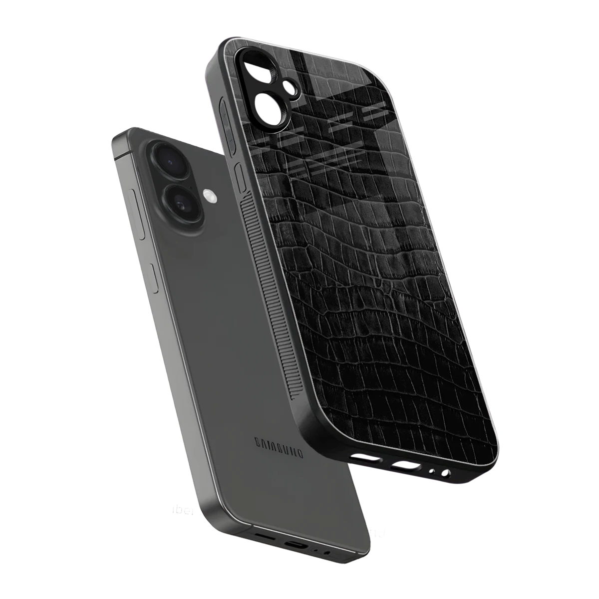 Croco Black sleek samsung galaxy a06 5g cover with tempered glass back and TPU edges