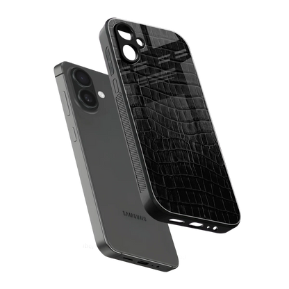 Croco Black sleek samsung galaxy a06 5g cover with tempered glass back and TPU edges