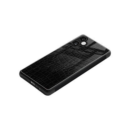 Croco Black stylish phone case for samsung galaxy a06 5g | glossy glass and slim fit