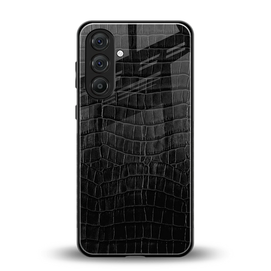 Croco Black back phone cover | glass case for samsung galaxy m36 5g