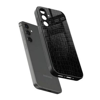 Croco Black sleek samsung galaxy a16 5g cover with tempered glass back and TPU edges