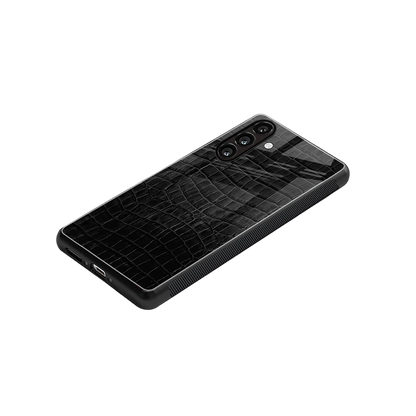 Croco Black stylish phone case for samsung galaxy a14 5g | glossy glass and slim fit