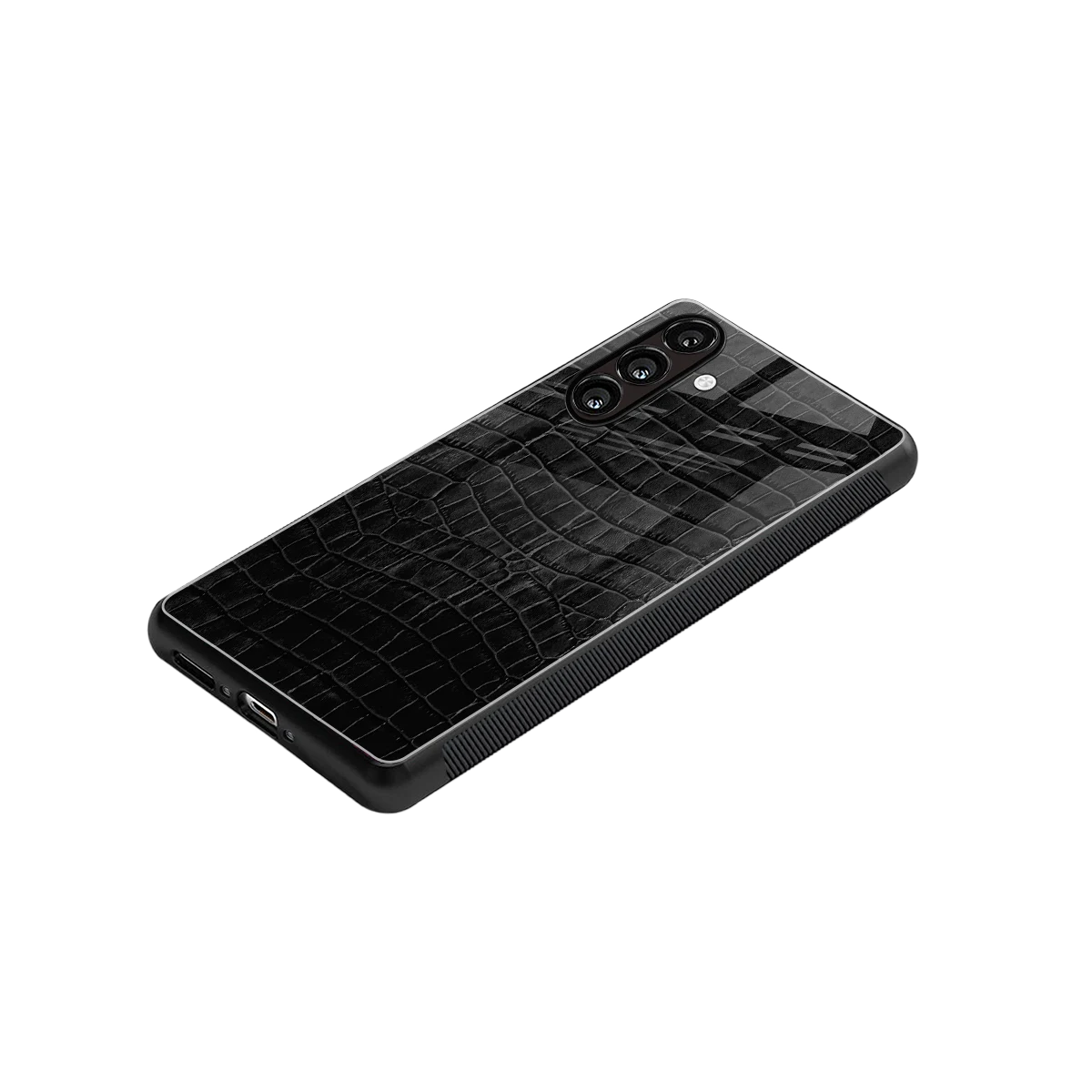 Croco Black stylish phone case for samsung galaxy m34 5g | glossy glass and slim fit