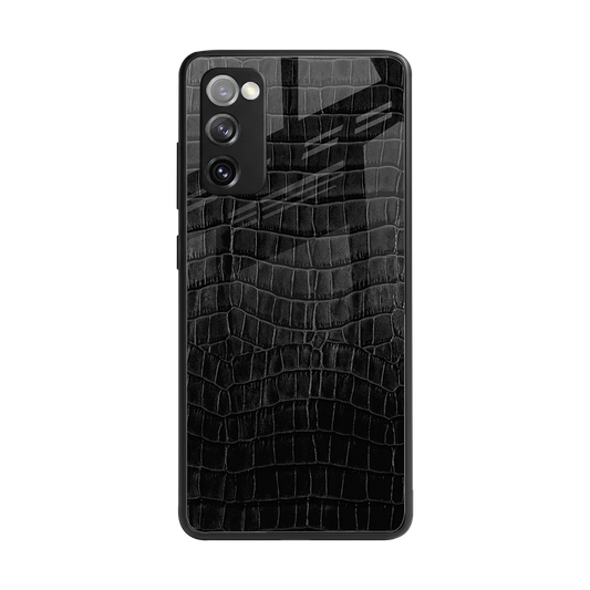Croco Black back phone cover | glass case for samsung galaxy s20 fe