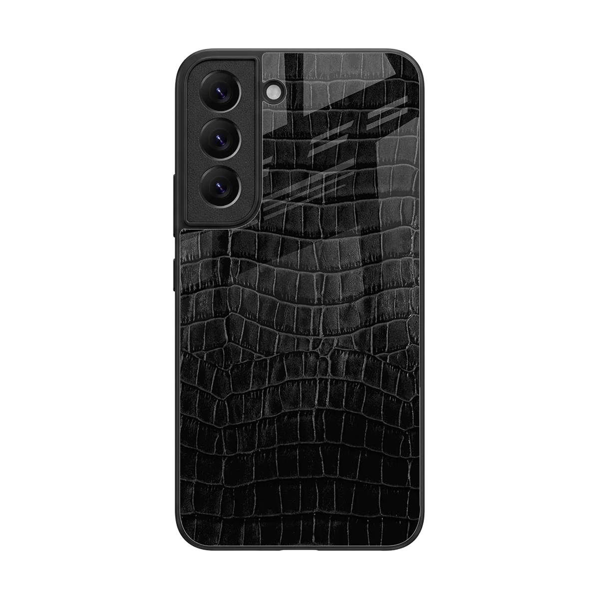 Croco Black back phone cover | glass case for samsung galaxy s22