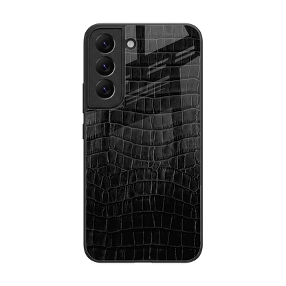 Croco Black back phone cover | glass case for samsung galaxy s22