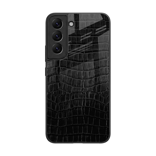 Croco Black back phone cover | glass case for samsung galaxy s22