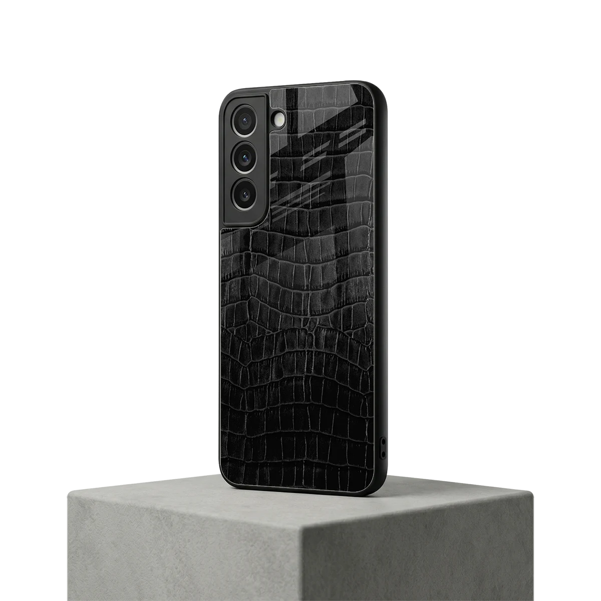Croco Black samsung galaxy s22 mobile cover | shockproof glass phone case