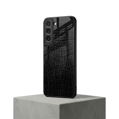Croco Black samsung galaxy s22 mobile cover | shockproof glass phone case