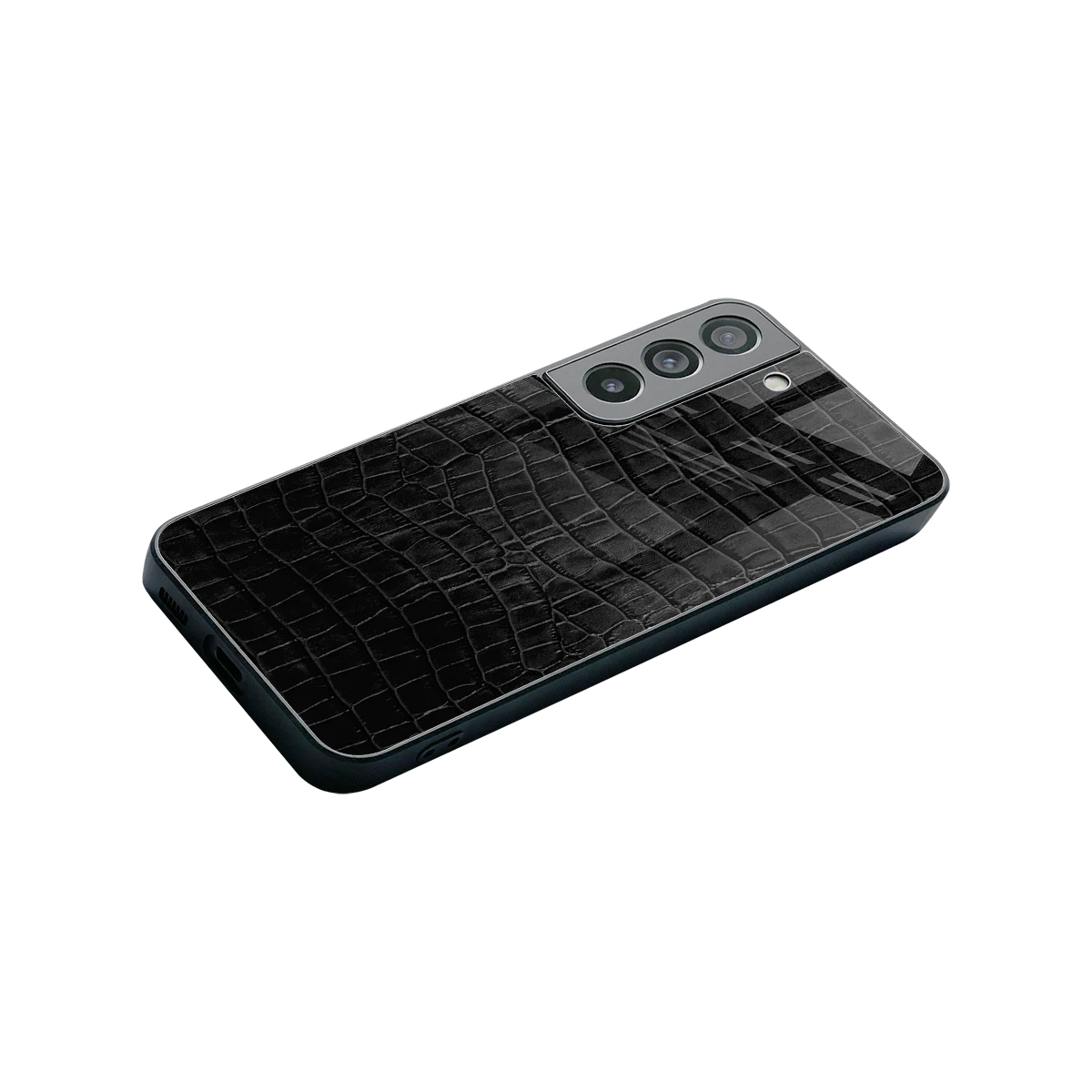 Croco Black stylish phone case for samsung galaxy s22 | glossy glass and slim fit