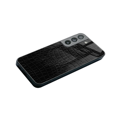 Croco Black stylish phone case for samsung galaxy s22 | glossy glass and slim fit