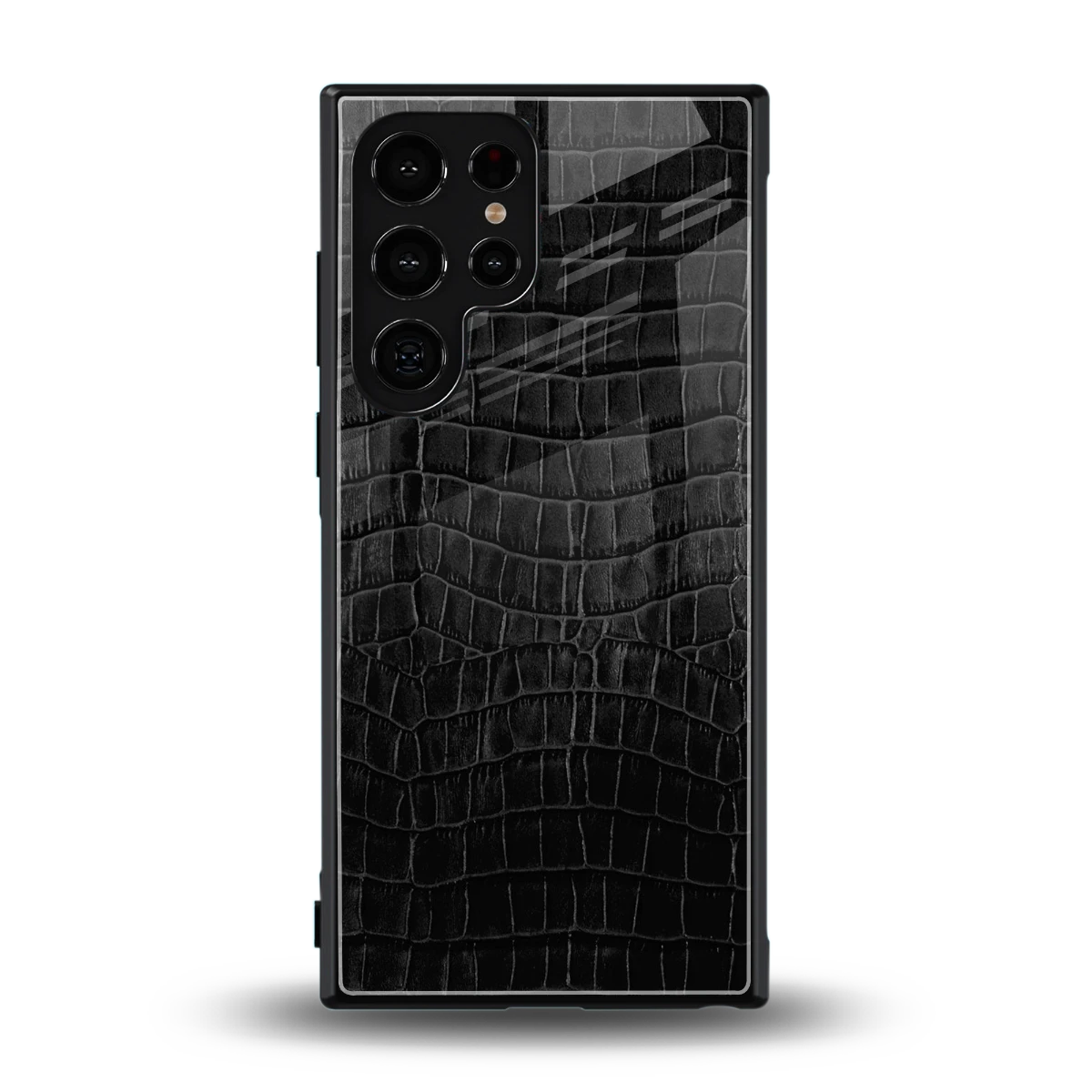 Croco Black back phone cover | glass case for samsung galaxy s23 ultra