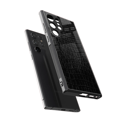 Croco Black sleek samsung galaxy s23 ultra cover with tempered glass back and TPU edges