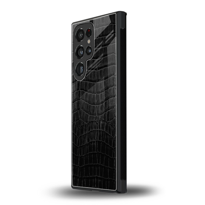 Croco Black samsung galaxy s23 ultra mobile cover | shockproof glass phone case