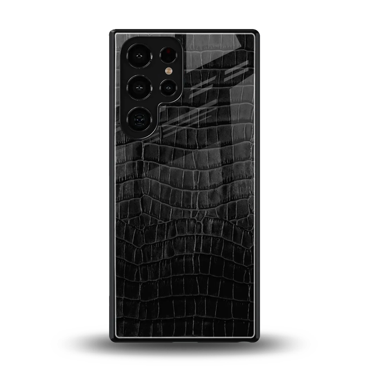 Croco Black back phone cover | glass case for samsung galaxy s25 ultra