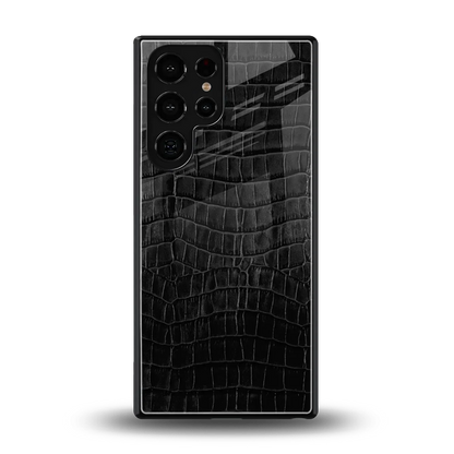 Croco Black back phone cover | glass case for samsung galaxy s25 ultra