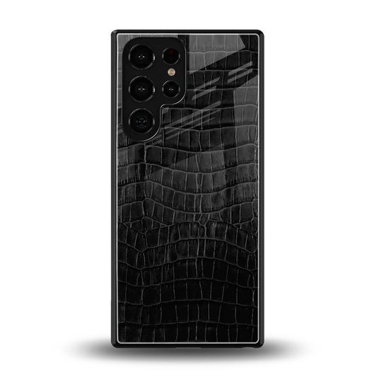 Croco Black back phone cover | glass case for samsung galaxy s26 ultra