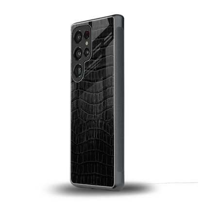 Croco Black samsung galaxy s25 ultra mobile cover | shockproof glass phone case