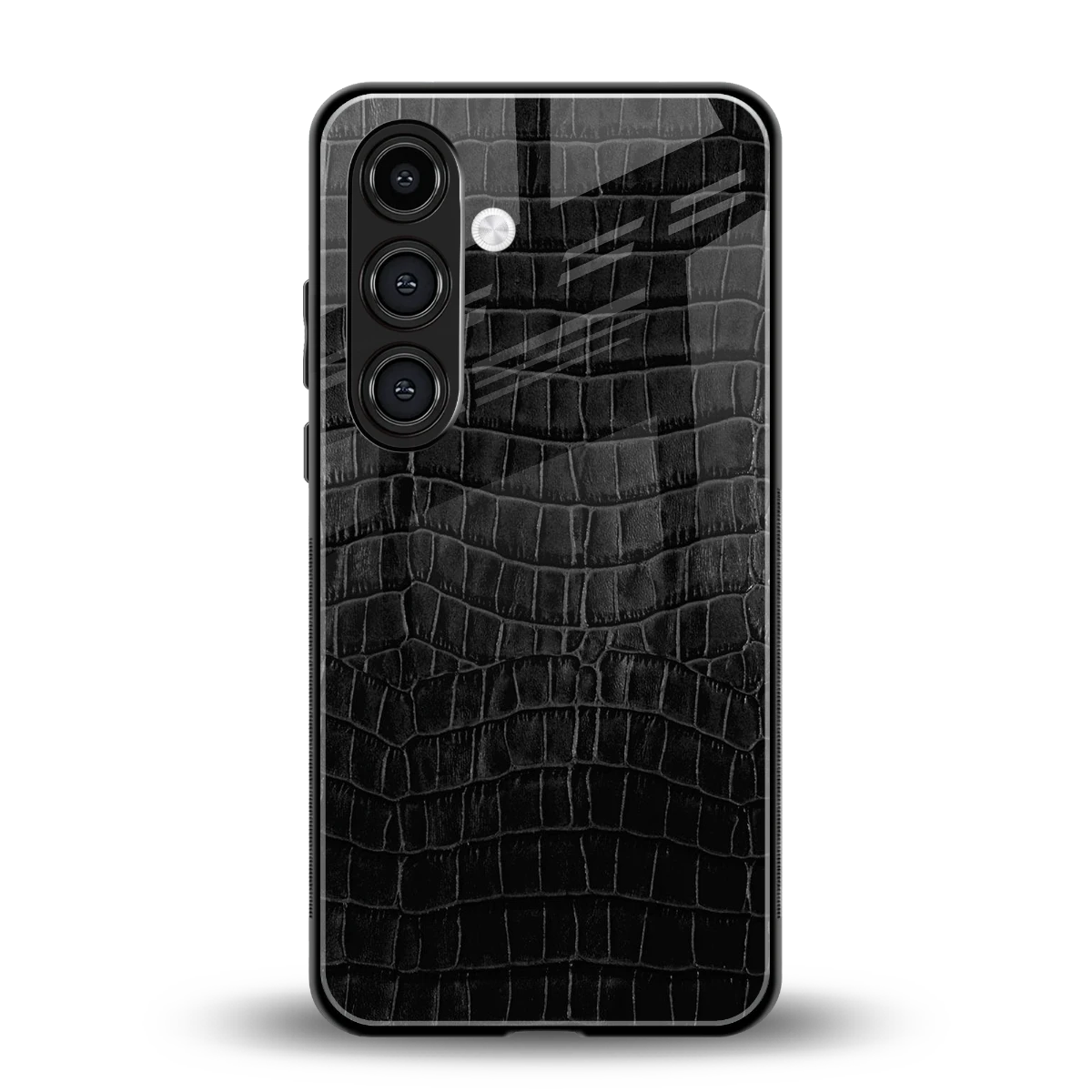 Croco Black back phone cover | glass case for samsung galaxy s25