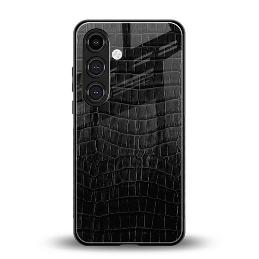 Croco Black back phone cover | glass case for samsung galaxy s24