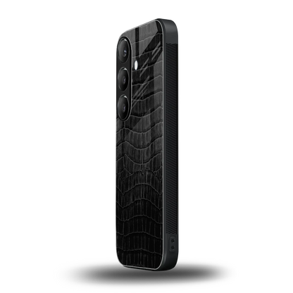 Croco Black samsung galaxy s25 mobile cover | shockproof glass phone case