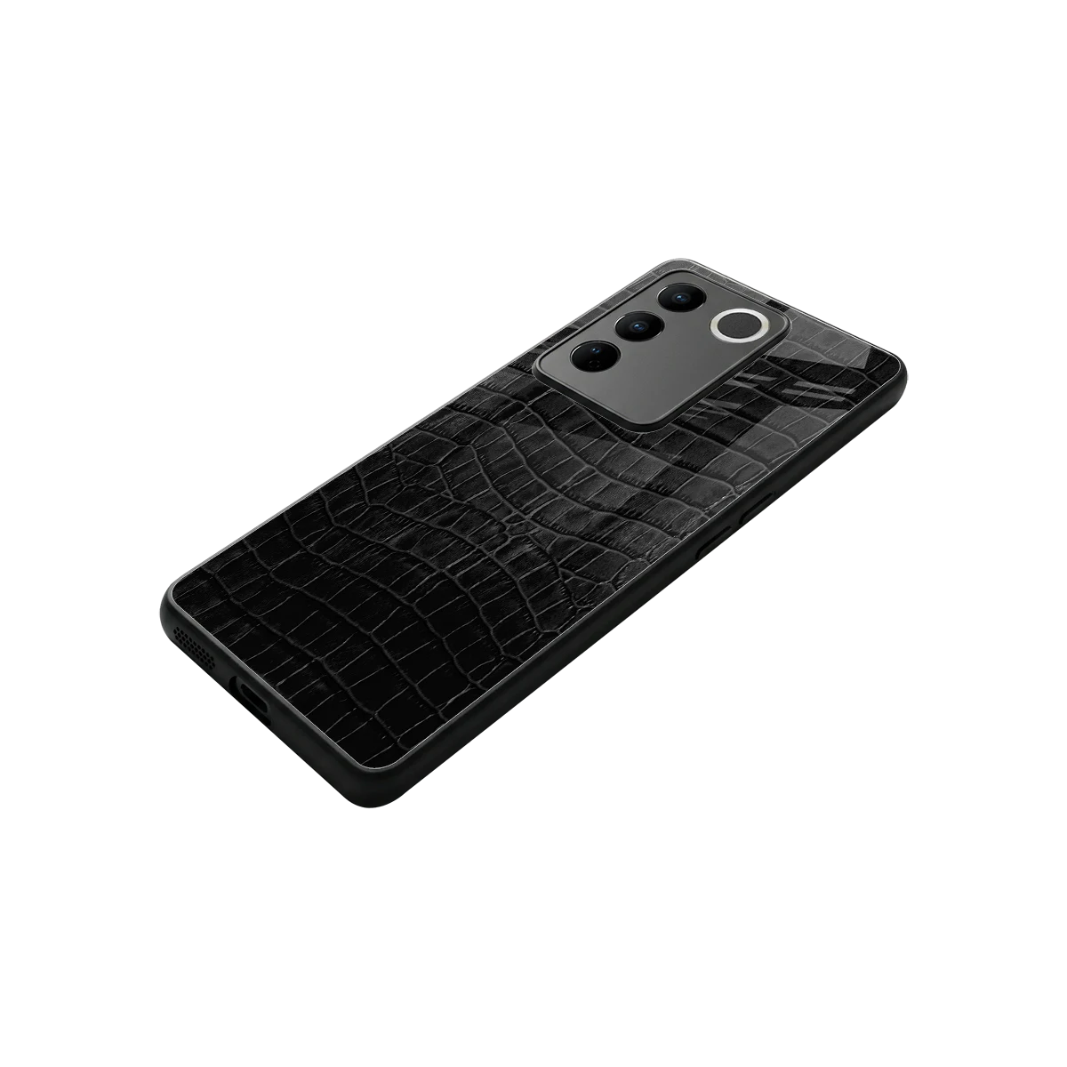 Croco Black stylish phone case for vivo v27 5g | glossy glass and slim fit