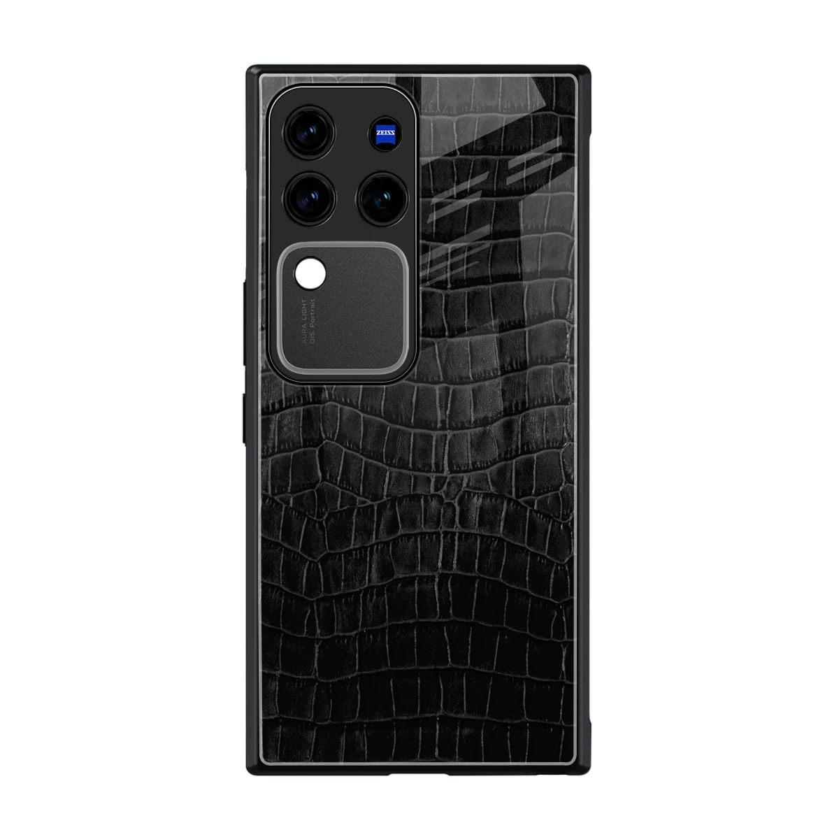 Croco Black back phone cover | glass case forvivo v30 pro