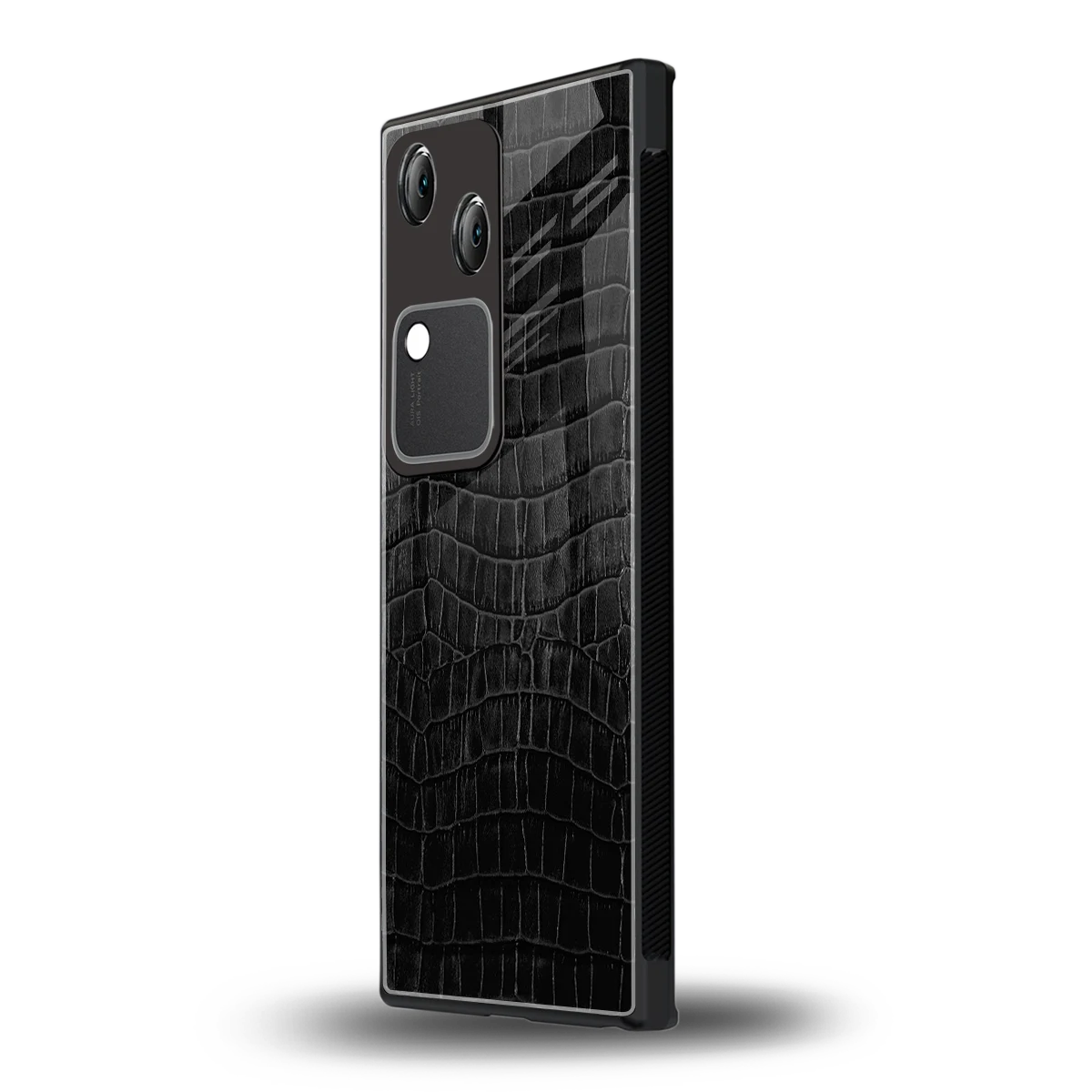 Croco Black vivo v30 mobile cover | shockproof glass phone case