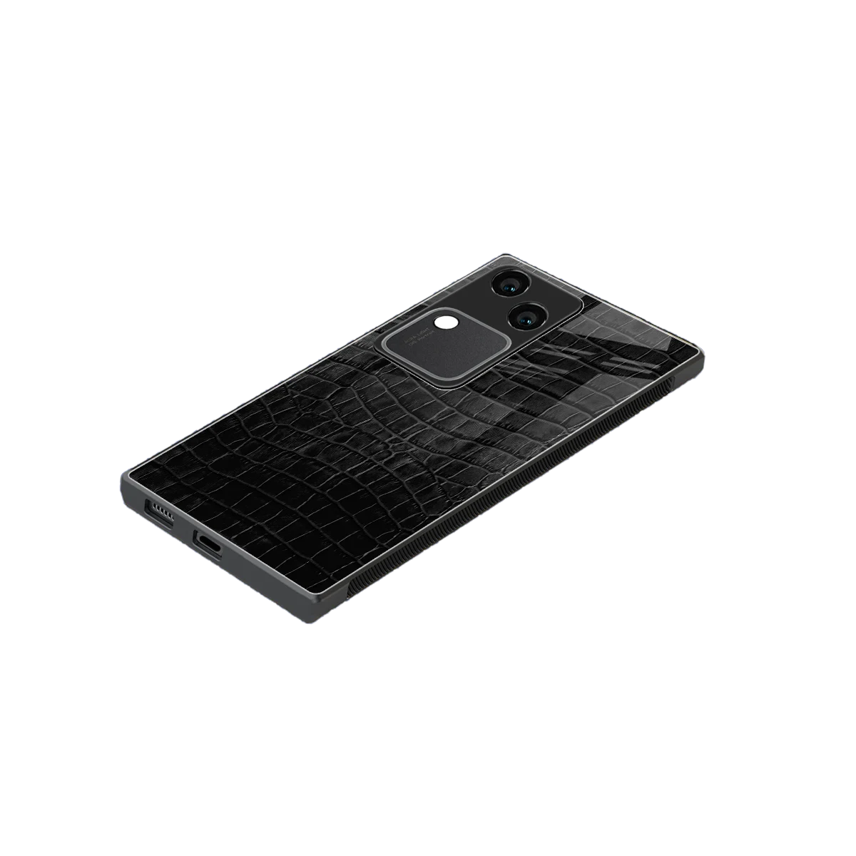 Croco Black stylish phone case for vivo v30 | glossy glass and slim fit
