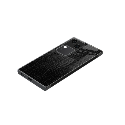 Croco Black stylish phone case for vivo v30 | glossy glass and slim fit